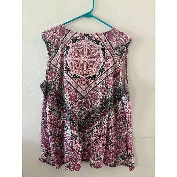 Catherines Womens Paisley Rhinestone Sleeveless Top Size 2X Purple Summer - Picture 2 of 6